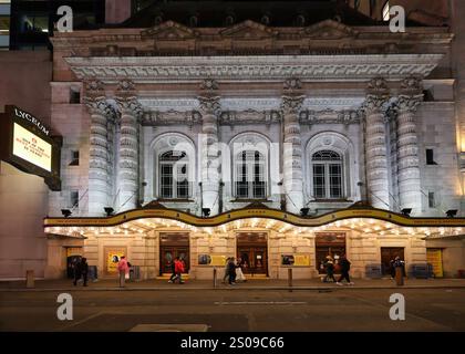 New York, NY - Dec. 17, 2024: The Lyceum, a Broadway Theater in New York built in 1903 in the ornate Beaux Arts style, presenting a popular comedy in Stock Photo