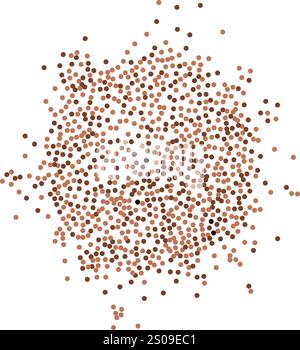 Abstract circle created from brown stipple dots. Brown dotted particles background. Ideal for festive and artistic designs, the sparkling dots form a Stock Vector