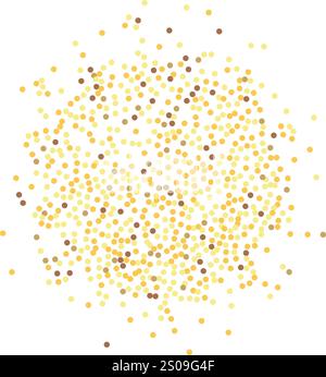 Abstract golden stipple spray circle, dissolving points, dotted glitters texture. Ideal for graphic design and technology concepts, the image showcase Stock Vector