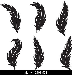 feather pen, pen, ink, feather drawing designs Stock Vector