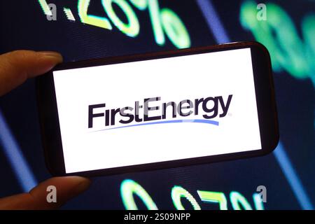 Poland. 25th Dec, 2024. In this photo illustration, the FirstEnergy company logo is seen displayed on a smartphone screen. (Photo by Piotr Swat/SOPA Images/Sipa USA) *** Strictly for editorial news purposes only *** Credit: Sipa USA/Alamy Live News Stock Photo