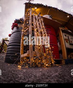 Budapest, Hungary - 12.23.2024 - Advent time mood in Budapest, Amazing markets, ice rink, street food, Stock Photo