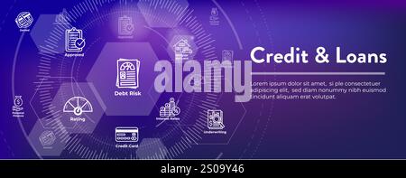 Credit and Loan Refinance with Application Icon Set and Web Banner Stock Vector