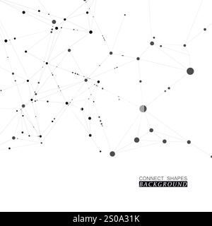 Stylish, polygonal pattern of connected black lines and dots on white background. Designed for use in new technology projects Stock Vector