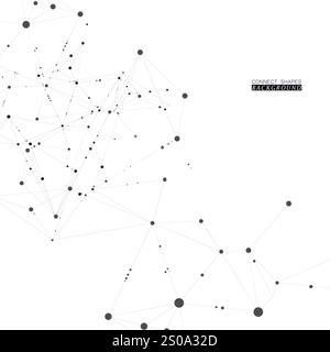 Stylish, polygonal pattern of connected black lines and dots on white background. Designed for use in new technology projects Stock Vector