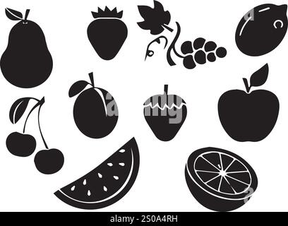 set designs of vector fruits Stock Vector