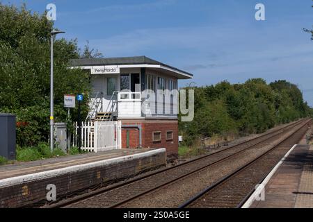 11/08/2024 Penyffordd  signal box, on the Borderlands railway line, Flintshire, UK Stock Photo