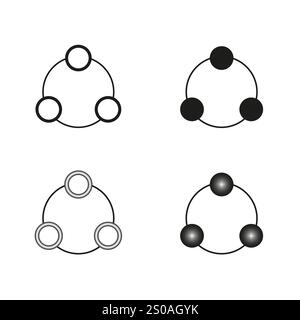 Connected circles symbol. Geometric network shapes. Abstract design vector. Stylish linked structure. Stock Vector