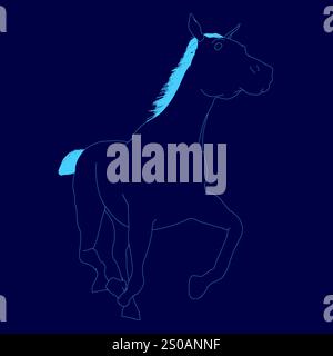 Horse is running in the sky. The horse is blue contour Stock Vector