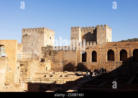 The Alcazaba fortress in the complex of the Alhambra palace in Granada, Spain. Stock Photo