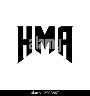HMA letter logo design for technology company. HMA logo design black and white color combination. HMA logo, HMA vector, HMA design, HMA icon, HMA alph Stock Vector