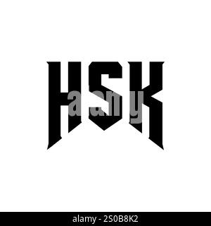 HSK letter logo design for technology company. HSK logo design black ...