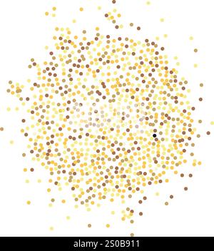Abstract golden stipple spray circle, dissolving points, dotted glitters texture. Ideal for graphic design and technology concepts, the image showcase Stock Vector