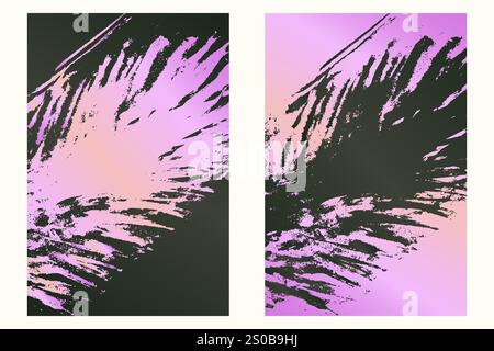 Watercolor or ink strokes in a grunge style banner template. Purple grunge design template with strokes. Perfect for adding an edgy and textured look Stock Vector