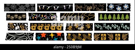 Washi tapes winter set vector digital stickers Stock Vector