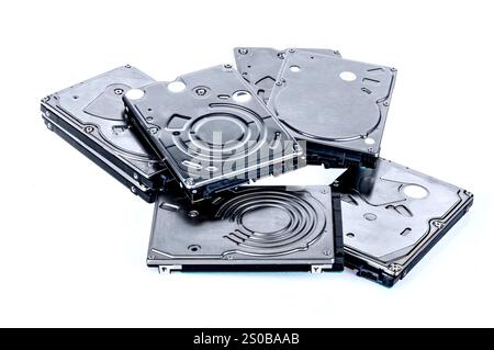 tons of non-function harddisk on white background Stock Photo