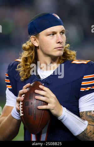 Chicago Bears Quarterback Tyson Bagent (17) Warms Up Before An Nfl 