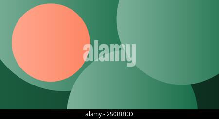 Dark Modern Style Background, Header or Banner Design with Large Red and Green Overlapping Bubbles Pattern, Multi Purpose Creative Wide Scale Template Stock Vector