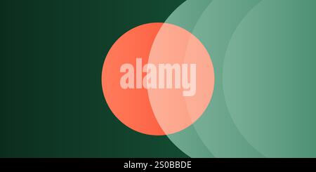 Dark Modern Minimal Style Background, Header or Banner Design with Large Red and Green Overlapping Bubbles, Multi Purpose Creative Wide Scale Template Stock Vector