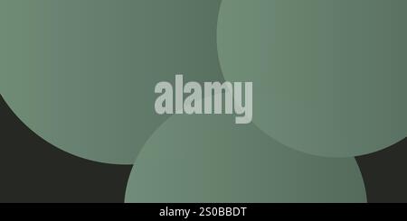 Dark Modern Style Background, Header or Banner Design with Large Green Overlapping Bubbles Pattern, Multi Purpose Creative Wide Scale Template for Web Stock Vector