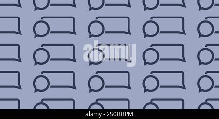 Modern Style Minimal Seamless Speech and Thought Bubbles, Simple Communication Symbols Pattern on Wide Scale Grey Colored Background - Design Template Stock Vector