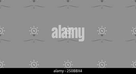 Seamless Rows of Simple Grey Open Books with Light Bulbs Above - Modern Style Texture on  Grey Background - Vector Design Template - Symbols of Knowle Stock Vector
