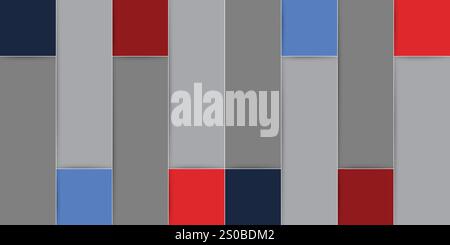 Colorful Retro Style Background, Infographics, Cover or Presentation Creative Design Template with Blank Tiled Geometric Rectangular Frames with Copys Stock Vector