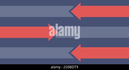 Modern Minimalist Colorful Business Info Graphic Template, Big Thick Lines with Opposite Arrow Shapes - Design Concept Template with Copyspace for Tex Stock Vector