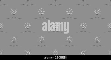 Seamless Rows of Simple Grey Open Books with Light Bulbs Above - Modern Style Texture on  Grey Background - Vector Design Template - Symbols of Knowle Stock Vector