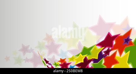 Colorful Retro Style Stars Pattern - Background with Copyspace for Wallpaper, Wrapper, Placard, Poster, Cover Designs - Illustration in Editable Vecto Stock Vector