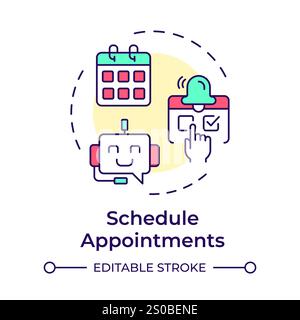 Schedule appointments multi color concept icon. Planning visit to doctor. Healthcare chatbot use case. Round shape line illustration. Abstract idea. G Stock Vector