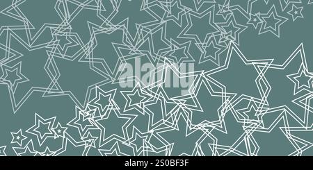 Green and White Retro Style Stars Pattern - Background for Wallpaper, Wrapper, Placard, Poster, Cover Designs - Illustration in Editable Vector Format Stock Vector