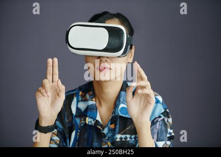 Woman Working With Virtual App Stock Photo