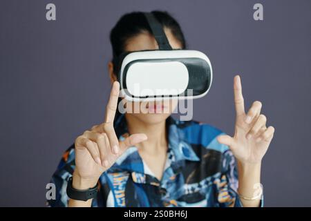 Unrecognizable Asian Woman Working With Virtual Screen Stock Photo