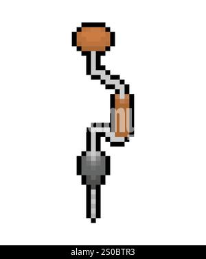 Brace Hand drill pixel art. 8 bit Old Hand Tool Stock Vector