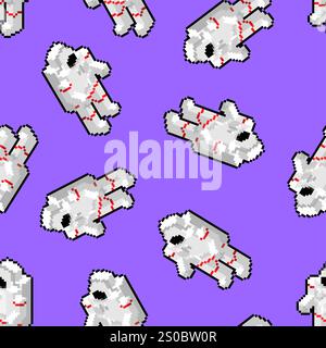 Cosmonaut pixel art pattern seamless. 8 bit Astronaut in spacesuit background. pixelated texture Stock Vector