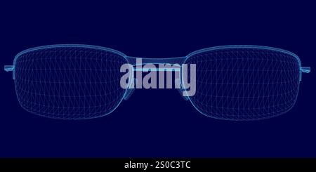 glasses is shown in a blue color. The glasses are shown in a digital form, which gives the impression of a futuristic or sci-fi style. Concept of tech Stock Vector