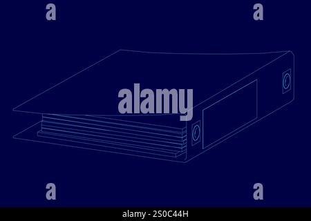 Blue folder with documents. Vector illustration Stock Vector
