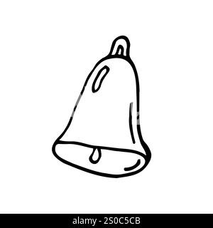 Hand drawn doodle bell. Simple vector icon Stock Vector