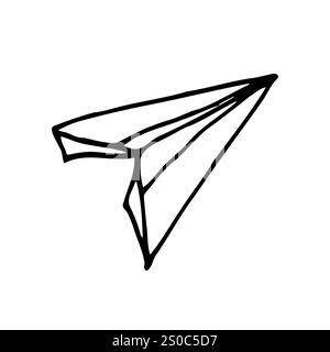 Paper plane doodle icon. Hand drawn sketch in vector Stock Vector
