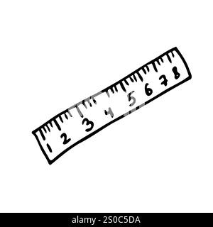 Vector Single Sketch Ruler. Doodle hand drawn illustration Stock Vector
