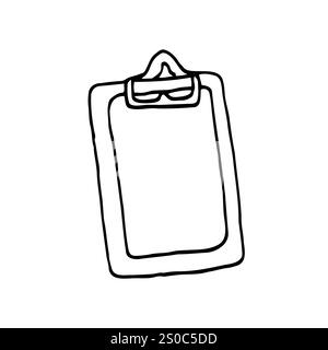 Vector illustration, tablet for writing, notes, linear drawing in doodle style, in black, isolate on a white background Stock Vector