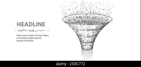 Funnel. Customer conversion process, data filter, sale strategy, client flow, web marketing, lead generation, information analysis concept Stock Vector