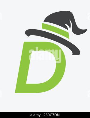 Initial Letter D Magic Hat Logo Design Concept For Magic Fantasy Symbol Stock Vector