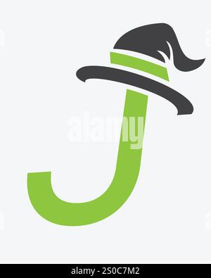 Initial Letter J Magic Hat Logo Design Concept For Magic Fantasy Symbol Stock Vector