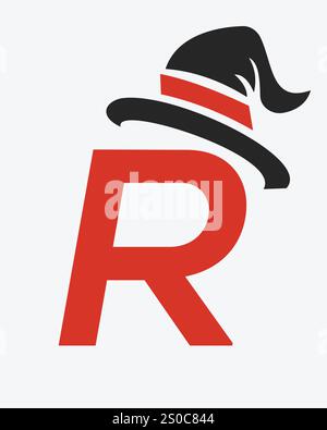 Initial Letter R Magic Hat Logo Design Concept For Magic Fantasy Symbol Stock Vector