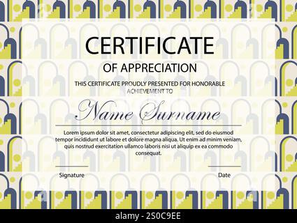 Modern elegant certificate template with geometric shapes. Diploma with abstract elements. Appreciation for business and education. Vector illustratio Stock Vector
