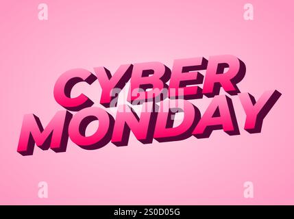 Cyber monday. Text effect design in 3 dimensions look, good for social media ads Stock Vector