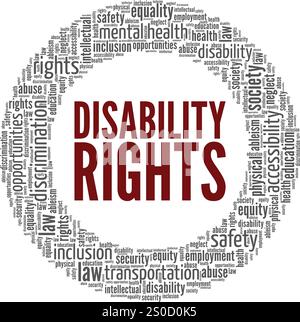Disability Rights word cloud conceptual design isolated on white background. Stock Vector