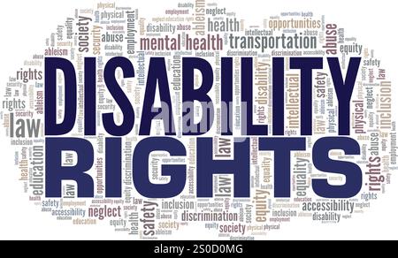Disability Rights word cloud conceptual design isolated on white background. Stock Vector